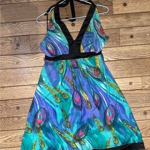 Peacock Feather Halter Dress